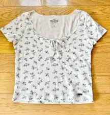 White Floral Baby Tee