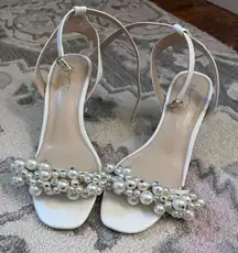 Betsy Johnson White Pearl Heel With Clear Base 