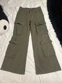 H&M Cargo Pants Wide-Leg Green
