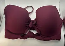Shade & Shore Light Lift Bikini Top 38DD‎ Berry Ribbed Knot Front Swim New