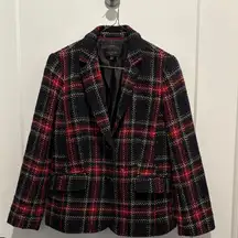 Talbots Women's Checkered Blazer - Red, Black, and White