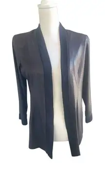 NWT Misook Dark Brown Open Front Snake Print Cardigan S