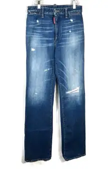 DSquared2 Dalmatia Angel High Waisted Straight Leg Distressed Designer Jeans 6