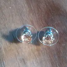 Simulated Champagne Diamond Stainless Steel Solitaire Stud Earrings