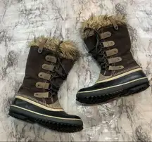 Sorel Joan of arctic faux fur lined Tall Winter Snow boots Brown size 7