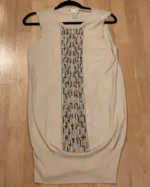 Tracy Reese Cream Beaded Studded Vest/Dress L