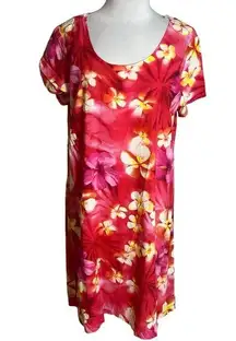 Jams World Hula Moon by  pure Puanani red floral dress Sz XL Hawaiian