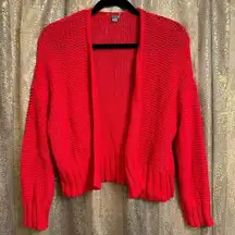 Aerie  Lipstick Red Chunky Knit Open Cardigan Sweater XS/S NWOT