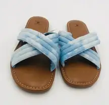 Brand New Shade Shore Blue/ Perla Women Sandals Size 9 Slide On Flats Textile Up