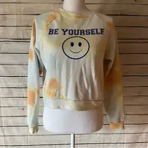 Freeze Tie Dye Be Yourself Cropped Sweatshirt Size Medium