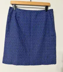 L.L.Bean Women Size 6 Favorite Fit Blue Geometric‎ Print Knee Length Skirt