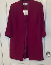 Kasper Magenta Short Sleeve Open Front Blazer size 2P‎ NWT DAMAGED