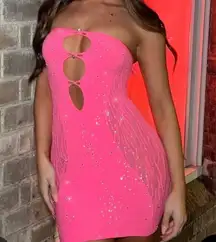 It's All About Me Strapless Diamante Mini Dress Pink