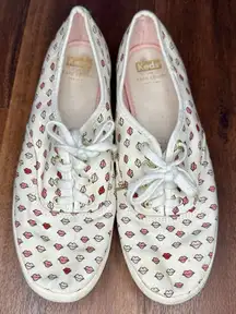 Keds for Kate Spade Lips Pink Red Pattern Sneakers Size 8.5 GUC!