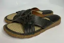 Born black leather slip on sandals slides size 10