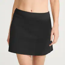 Lands End Women Black‎ Elastic Waistband Built In Shorts Swim Skirt Size 14