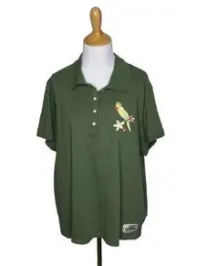 Disney  Parks Enchanted Tiki Room Bird Rosita Green Polo Shirt Size 2X Womens