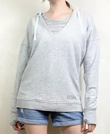 Victoria Sport Light Grey Oversized Deep V Hoodie Sweatshirt