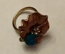 flower ring with pearls and rhinestones size 8 