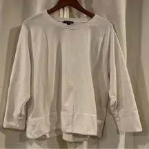 Eileen Fisher Long-Sleeve‎ Jersey Knit Top in White Size L