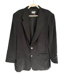 T1 90s‎ VTG DKNY Silk Blazer Career Jacket Business Casual Black Size 14