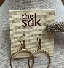 NWT the Sak Matte Gold Circle Hoop‎ Earrings w/ Pearl Detail & Lever Back