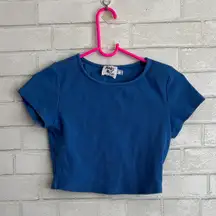 Princess Polly Blue Ribbed Short Sleeve Crop Top