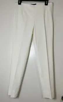 NWOT THEORY belisa monaco ivory white cropped straight trousers size US 6