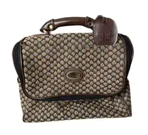 Vintage DVF Travel Makeup Train Case Duffel Bag Brown Monogram Tapestry Lock