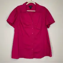 Lane Bryant Pink Short Sleeves Button Down Shirt