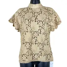 Vintage Iceberg Made in Italy Lace Half Sleeve Suede Snap Collared Top NWT