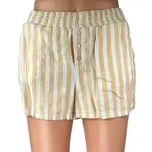Abercrombie & Fitch Yellow White Striped Button High Rise Lounge Shorts XXS