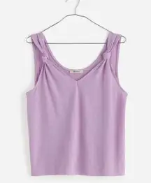 Madewell Knotted Strap Tank Top Linen Blend Lightweight Relaxed Purple L NWT