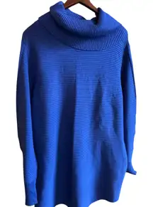 Royal Blue Ribbed Cowl Neck Tunic Sweater Women's Plus Size 2X