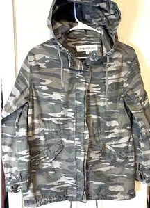 Sebby Hooded Jacket Lightweight Camo Cinch Waist Size S full zip