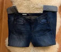 Kut From The Kloth Straight Leg Cropped Cuffed Hem Dark Blue Jeans EUC Sz 6
