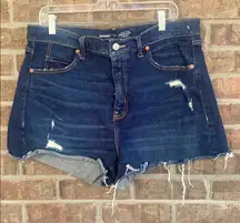 Old Navy Sky High A-Line Women's Dark Blue Distressed Jean Shorts