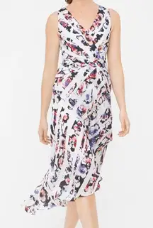 White House Black Market Floral Stripe Wrap Dress