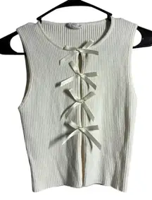 Le Lis Ribbed Knit Sleeveless Tank Top Cream Casual Basic Wardrobe Essential