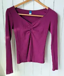 Old Navy Women's Ruched V-Neck Long Sleeve Top