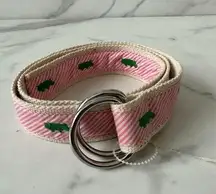 J CREW Pink Green Hippo Print Belt Size Small/Medium