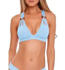 NWT BECCA Color Code Halter Bikini Top In Powder Blue size medium