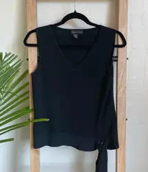 Black V-Neck Side Tie Tank Top Casual Blouse