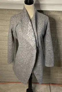 BB Dakota Gray Maggie Brushed Fleece‎ Drape-Collar Jacket Size M