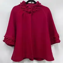 100% wool Vibrant Red Knitwear sweater cape detailed mock neck FLAWED