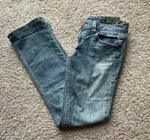 NWT Armani Exchange Low Rise Straight Leg Denim Jeans Women’s Size 2 Tall Blue