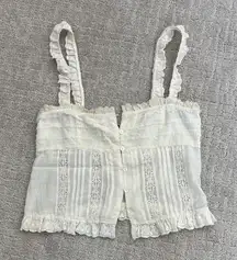 Zara Cream offwhite peasant tank top Blouse