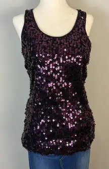 WDNY Sequin Tank Top Party Y2K Vintage McBling Glam Zipper Women's Size Small
