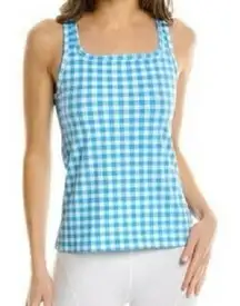 EleVen by Venus Williams Women's Cross Court Tank Blue Gingham NWT Size‎ XS
