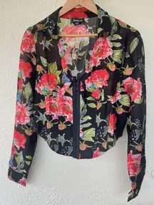 Bebe Rose Floral Corset Top Size 8 Collar Black Soft Goth Fairy Grunge Baddie